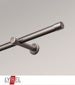 edelstahl-optik Vorschau Gardinenstange mit Innenlauf Lysel #1G Kappe edelstahl-optik