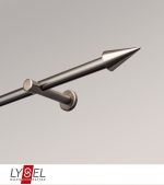 edelstahl-optik Vorschau Gardinenstange mit Innenlauf Lysel #1G Spitze edelstahl-optik