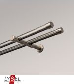 edelstahl-optik Vorschau Gardinenstange mit Innenlauf Lysel #1G Kappe 2-Lauf edelstahl-optik