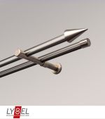 edelstahl-optik Vorschau Gardinenstange mit Innenlauf Lysel #1G Spitze 2-Lauf edelstahl-optik