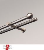 edelstahl-optik Vorschau Gardinenstange mit Innenlauf Lysel #1G Kugel 2-Lauf edelstahl-optik