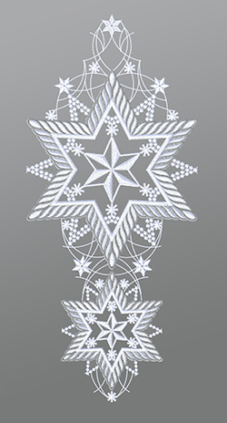 Fensterbild aus Plauener Spitze - Silbersterne #1W in Silber