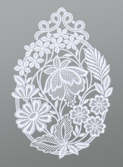 weiß Vorschau Fensterbild aus Plauener Spitze® - Blumenschar #1W in Weiß weiß