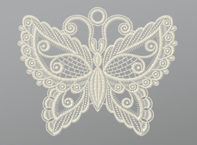 champagner Vorschau Plauener Spitze® - Eleganter Schmetterling #1W in Champagner champagner