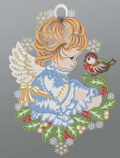 mehrfarbig Vorschau Fensterbild aus Plauener Spitze® - Niedlicher Engel #1W mehrfarbig mehrfarbig