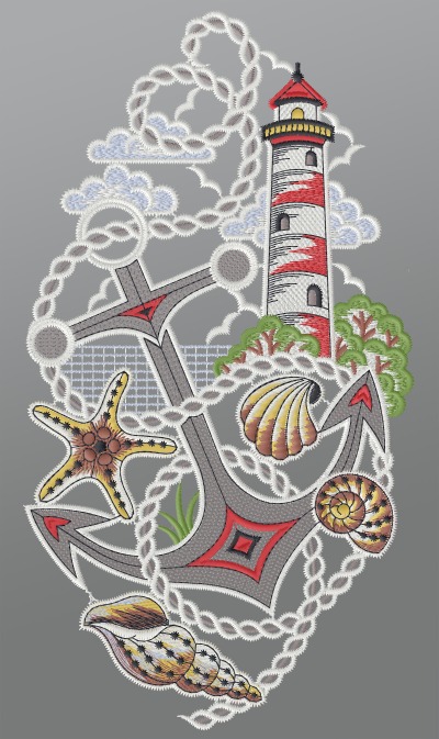 mehrfarbig Vorschau Fensterbild aus Plauener Spitze® - Küstenromantik #1W mehrfarbig mehrfarbig