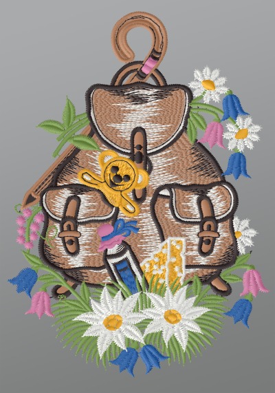 mehrfarbig Vorschau Fensterbild aus Plauener Spitze® - Wanderrucksack #1W mehrfarbig mehrfarbig