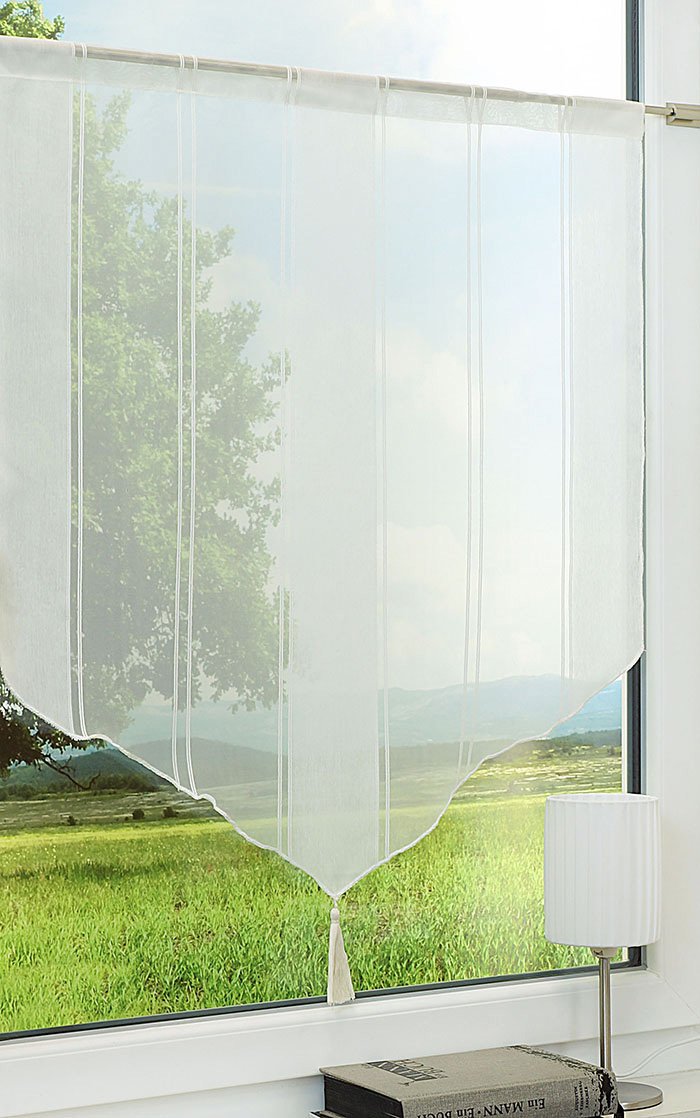 Scheibengardinen Breite 60 cm x Höhe 45 cm Gardine Vorhang weiß Muster modern