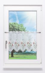 grün-rot Vorschau Scheibengardine Plauener Spitze® - Frühlingsarrangement #1W grün-rot