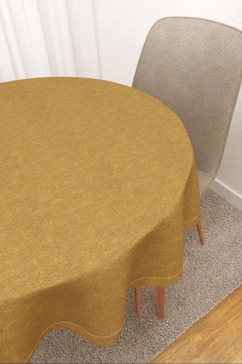 Tischdecke rund von Lysel - Benitez  #3J in currygelb
