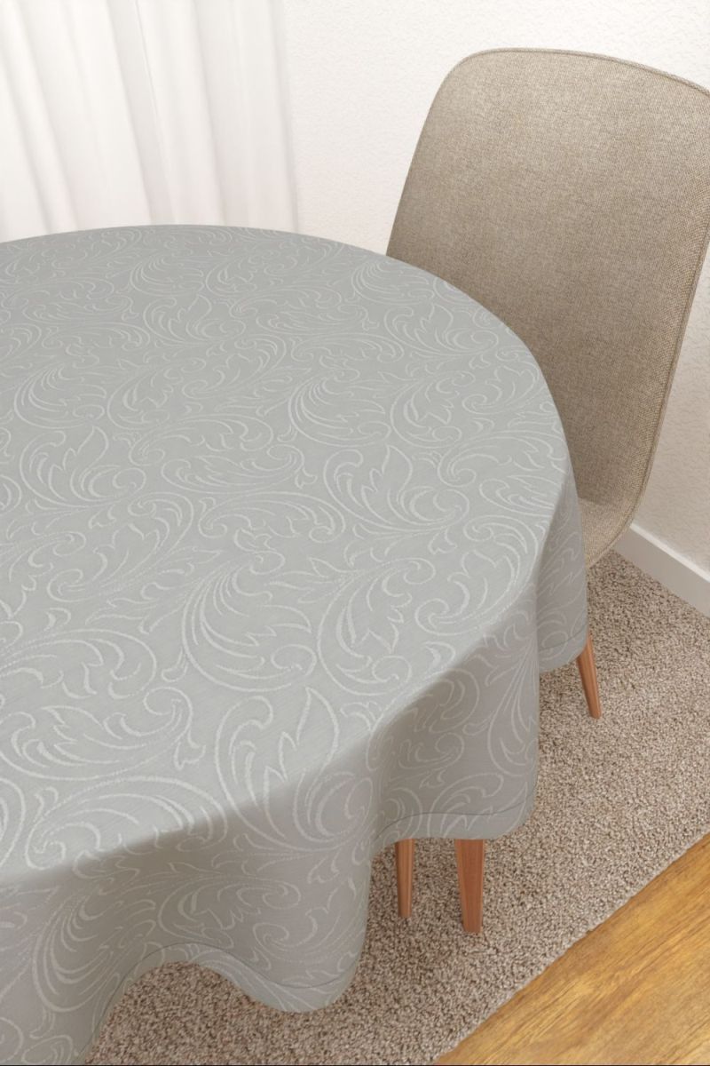 Tischdecke rund von Lysel - Capulin #3J in grau
