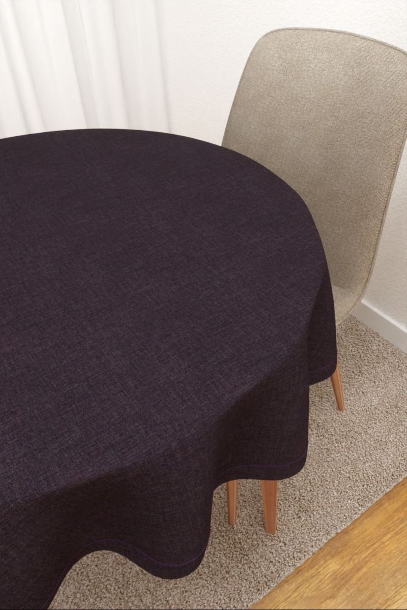 Tischdecke rund von Lysel - Camargo #3J in aubergine
