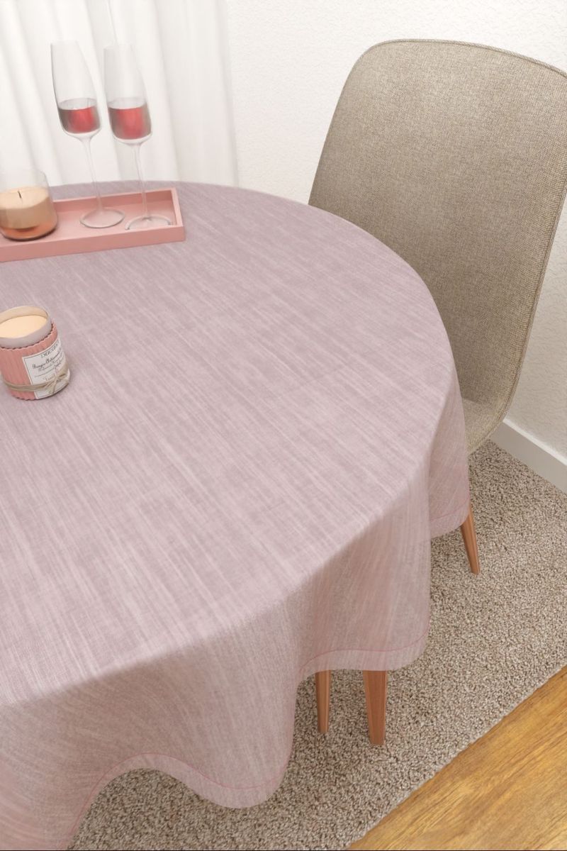 Tischdecke rund in Rosa