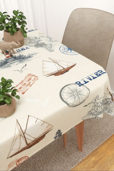 Tischdecke eckig von Lysel - Jylland #3J in marineblau