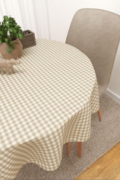 Tischdecke rund von Lysel - Mardin #3J in beige