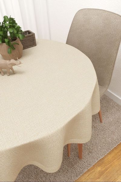 Tischdecke rund von Lysel - Bacalar #3J in beige