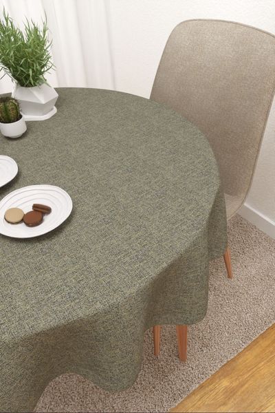 Tischdecke rund von Lysel - Benitez  #3J in beigegrau