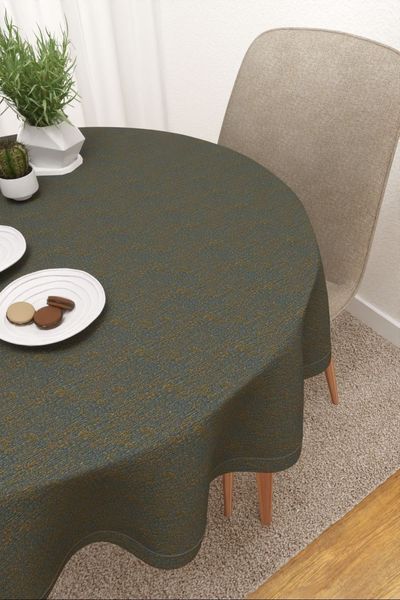 Tischdecke rund von Lysel - Benitez  #3J in blaugrau