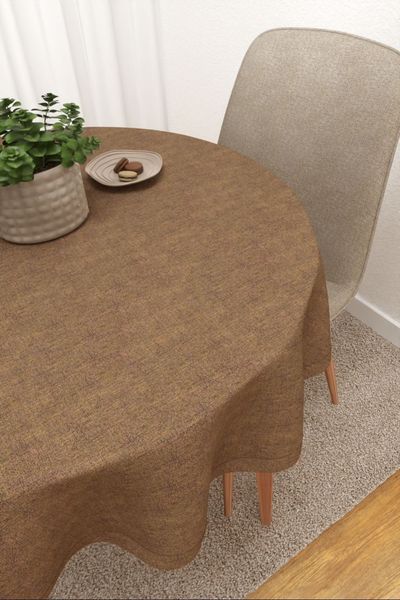 Tischdecke rund von Lysel - Benitez  #3J in braunbeige