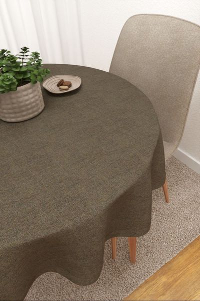 Tischdecke rund von Lysel - Benitez  #3J in graubraun