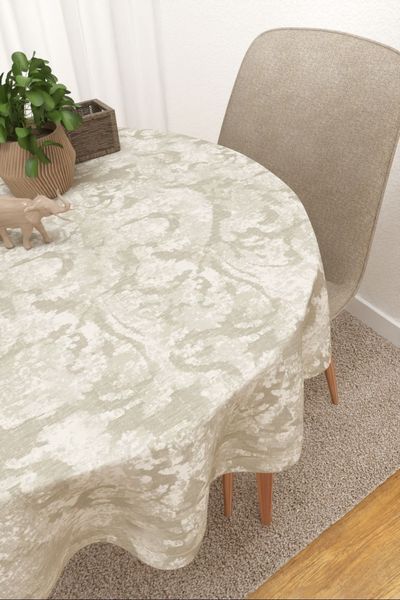 Tischdecke rund von Lysel - Tepic #3J in beige