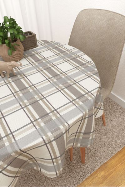 Tischdecke rund von Lysel - Chinton #3J in beige