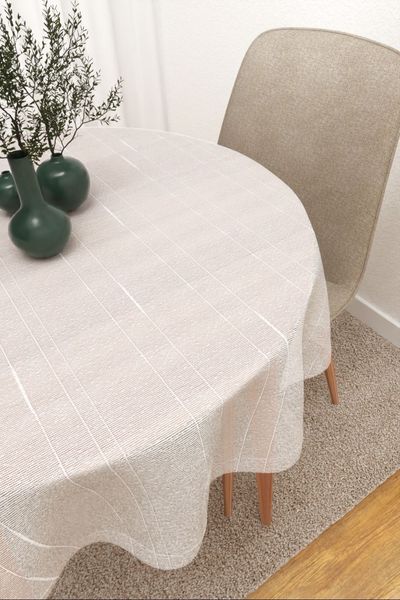 Tischdecke rund von Lysel - Lanoria #3J in cremeweiß