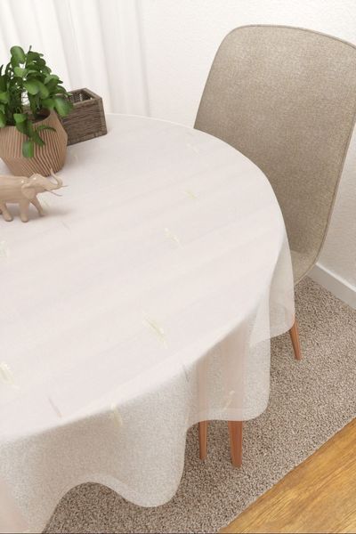 Tischdecke rund von Lysel - Durango #3J in beige