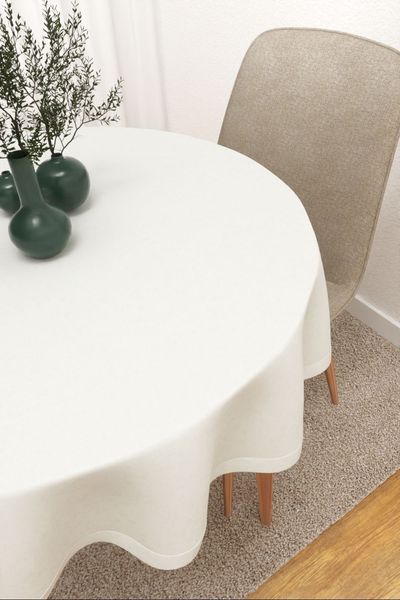 Tischdecke rund von Lysel - Matehuala #3J in perlweiß