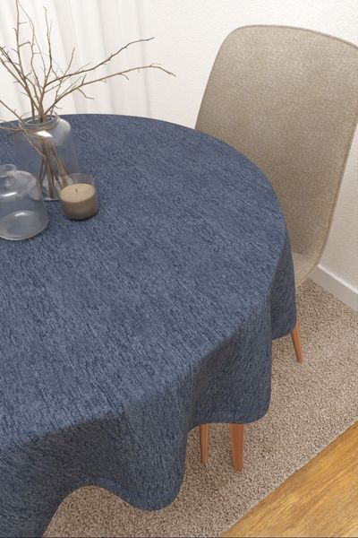 Tischdecke rund von Lysel - Matehuala #3J in jeansblau