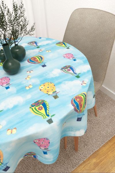 Tischdecke rund von Lysel - Ilmapallo #3J in himmelblau