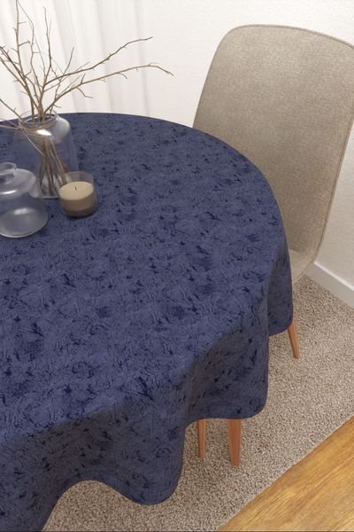 Tischdecke rund von Lysel - Ruusu #3J in enzianblau