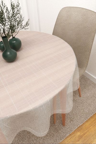 Tischdecke rund von Lysel - Tanque  #3J in weiß