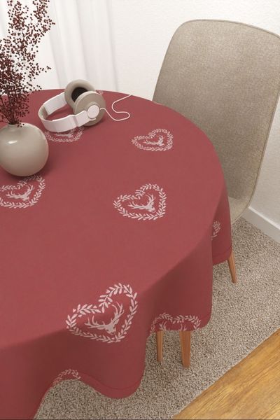 Tischdecke rund von Lysel - Carlota #3J in rot