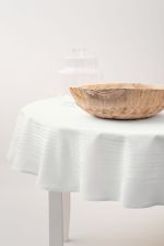 weiß Vorschau Runde Damasttischdecke von Lysel - Ornamentdesign #2M weiß