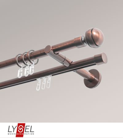 Lysel - SET Opal Innenlauf 160cm 2 Lauf Doppel-Kombiträger offen mit Endstücke Kappe in Edelstahl-Optik