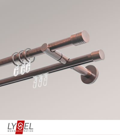 Lysel - SET Opal Innenlauf 160cm 2 Lauf Doppel-Kombiträger offen mit Endstücke Kappe in Edelstahl-Optik