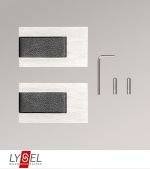 silber-schwarz Vorschau Lysel - 1 Paar Endstücke Stripe für Coral-Stangen #1W silber-schwarz