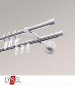 edelstahl-optik Vorschau Lysel - SET Topaz Mix 2-Lauf Doppelträger offen 160cm mit Endstücke Kappe in Edelstahl-Optik #1W edelstahl-optik