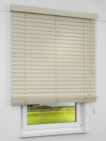Jalousie Maßanfertigung Holzjalousie Graubeige TS 09